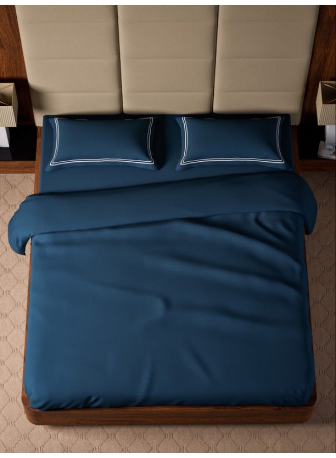 MULBERRY LIVING 100% Cotton - 500Tc Opulent Hue King Size (260X280  Cms) Flat Bedsheet With 2 Pillow Covers (50X75 Cm) - Mediterranean Blue  - Image 5