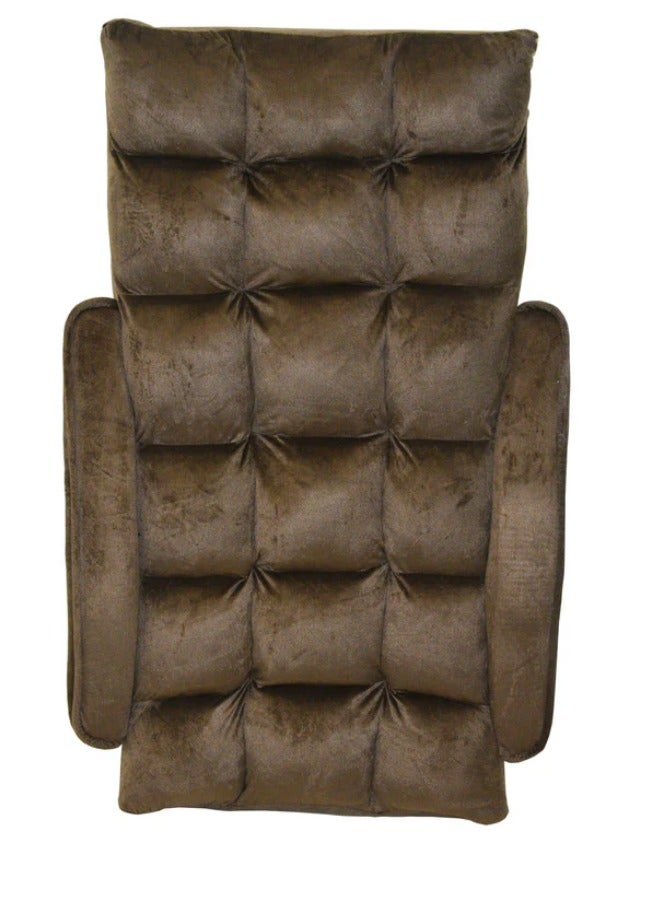SMART HOME Luxury Folding Floor Chair with Armrest – Comfortable Velvet Fabric Recliner Chair for Relaxing and Camping, Comfortable Back Support, Folds Easily for Storage, Ideal for Living Rooms, Gaming, and Picnics, 60 x 54 x 54 cm, Brown - Image 2