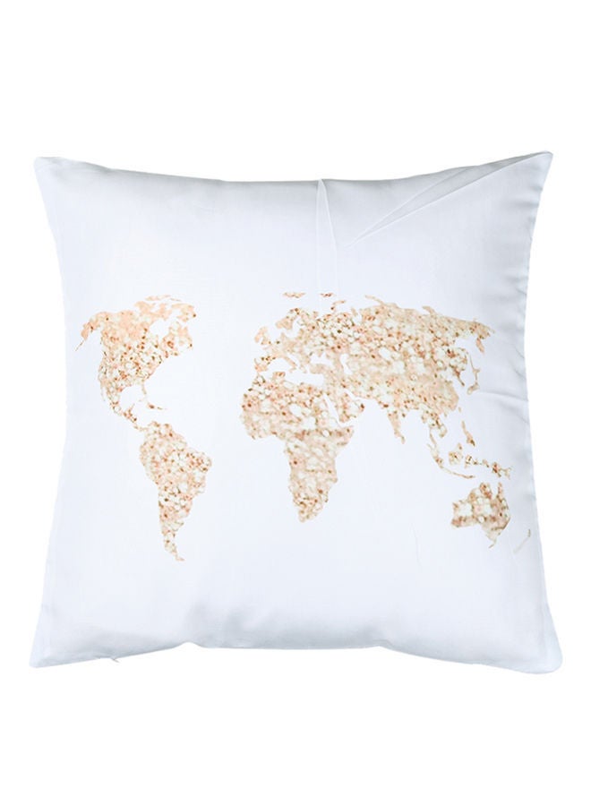 NIBEMINENT Map Print Pillow Cover White/Gold 45x45centimeter