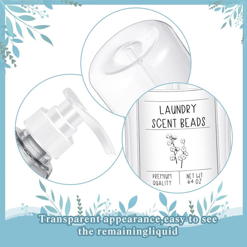 Nuenen موزع مسحوق الغسيل نونين لزجاجات البلاستيك مع مضخة وصابون الغسيل مع أغطية و 36 ملصق لتزيين المزرعة أبيض 64 أونصة مجموعة من 4 - Image 4