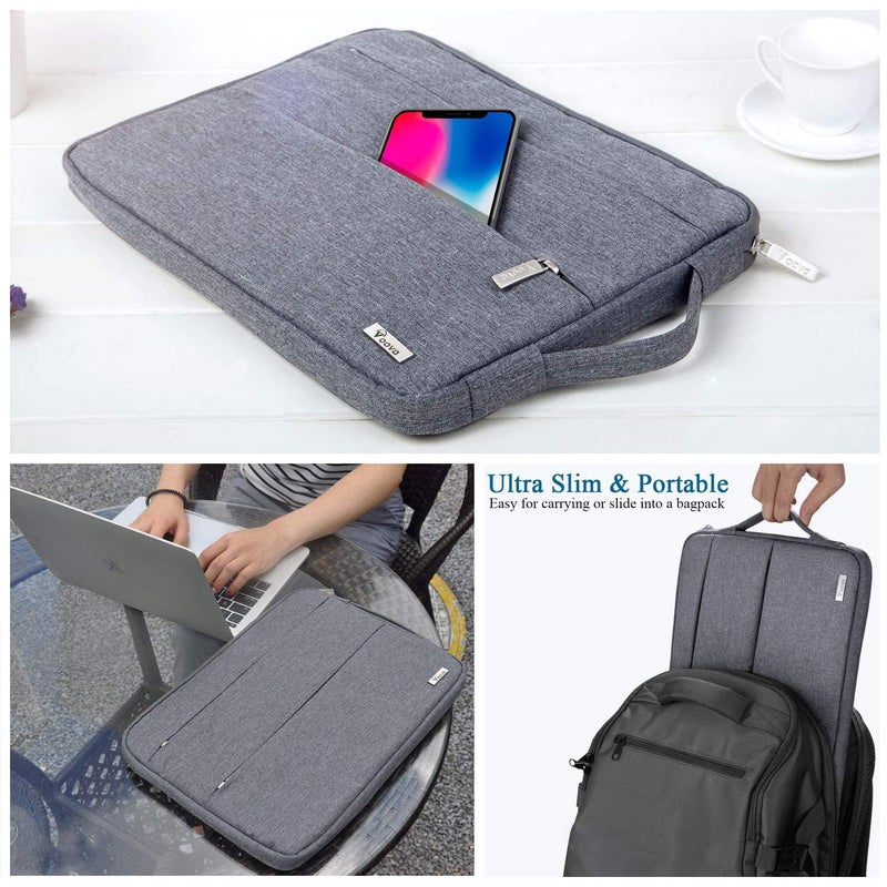Voova Laptop Sleeve Carrying Case 14 15 Inch Compatible with MacBook Air 15 M2/M3/M4 2022-2025, MacBook Pro 15, Hp Chromebook 14, Waterproof Slim Computer Cover Bag,Grey - Image 2