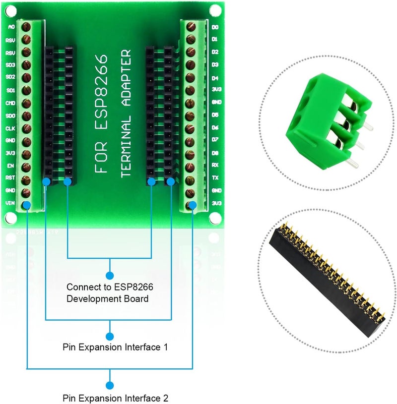 KeeYees ESP8266 Breakout Board GPIO 1 into 2 for ESP8266 ESP-12E Development Board (2PCS) - Image 3