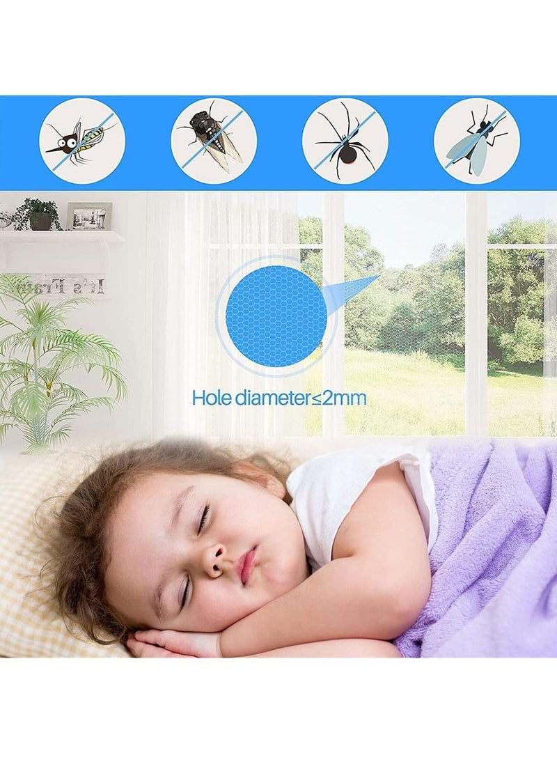 YOMYM Fly Screen Nets,Insect Mesh Screen Protector Kit with Self Adhesive Tapes 1 Rolls Tape Transparent Cut,Without Drilling Anti Bug Bee Mosquito Net Screen for Kitchen(White,51.2x59.1inch/1.3x1.5m) - Image 2