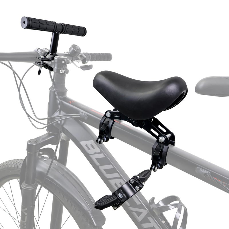 Alaxciax Front Mounted Bicycle Seats for Children, Kid Bike Seat Mountain with Handlebars Foot Pedals for Children 2~5 Years (Black) (Black) - Image 1