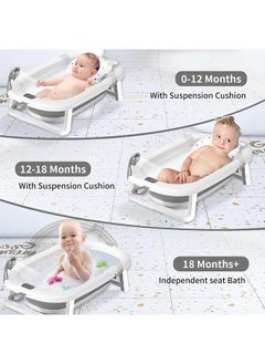 Baby Foldable Bathtub with Bath mat Cushion, Portable Baby Bathtub with Drain Hole, Shower Basin with Non-Slip Support Leg for 0-6 Years Boy Girl(Grey) - pzsku/ZB21E0B06162D2B42C8FEZ/45/_/1739261559/da33401a-f9ec-4701-b09a-c362875e5fa9