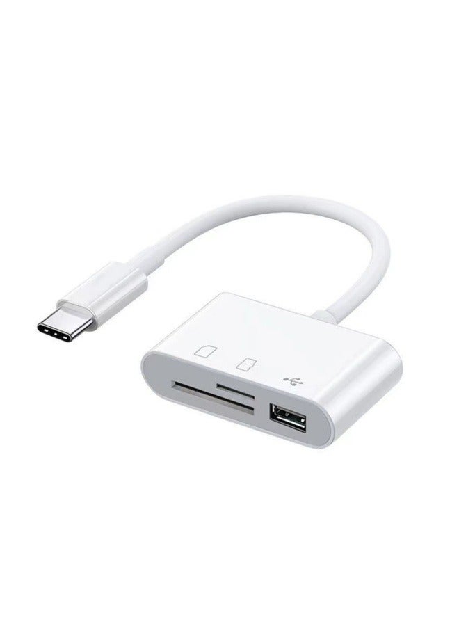 3-In-1 Type-C Hub Card Reader White  - Image 1