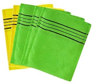 Magic Secret Hangil Korean Exfoliating Bath Washcloth Italy Towel Exfoliating Scrub Bath Mitten 5 Pcs Green3 Yellow2  - Image 1