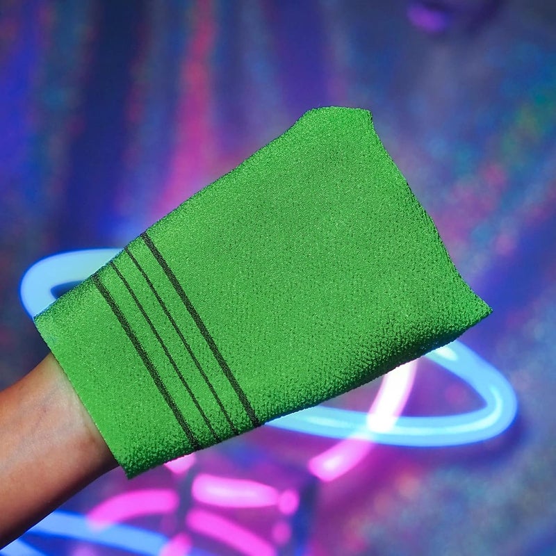 Magic Secret Hangil Korean Exfoliating Bath Washcloth Italy Towel Exfoliating Scrub Bath Mitten 5 Pcs Green3 Yellow2  - Image 2