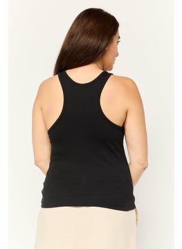ESPRIT Women Scoop Neck Sleeveless Ribbed Tank Top, Black  - Image 4