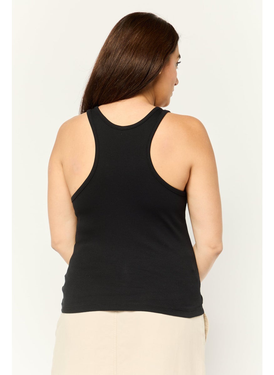 ESPRIT Women Scoop Neck Sleeveless Ribbed Tank Top, Black  - Image 4