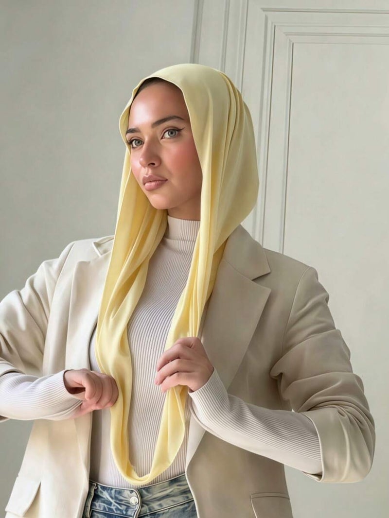 Women's Instant Classic Solid Color Hijab – Pre-Sewn Twisted Neck Scarf, Adjustable Versatile Turban, Soft Skin-Friendly Fabric for Daily, Sports & Yoga