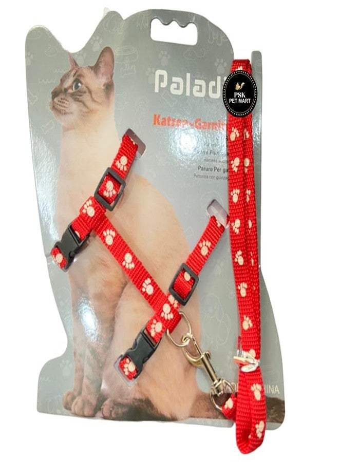 BohoBark Pet Cat Harness Print Personalization Custom Logo Adjustable Reflective Breathable Mesh Dog Cat Vest Harness Red Colour - Image 1