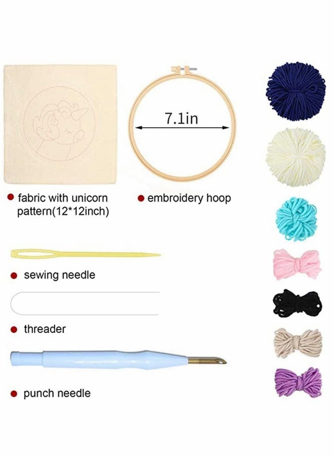 Punching Needle Rainbow Embroidery Starter Kit Punching Needle Tool Threader Fabric Embroidery Ring Yarn Carpet Punch Needle Beginner Embroidery Set High-quality Embroidery Fabric - Image 2