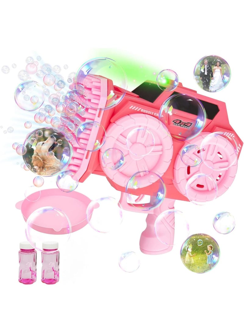 SOLARAE Kids Bubble Machine, 139 Holes Automatic Bubble Blaster Blower Toy with 2 Bubble Refill Solution, Indoor Outdoor Bubble Maker, Game Activities Toys for Birthday Wedding Party Favors, Pink - Image 1