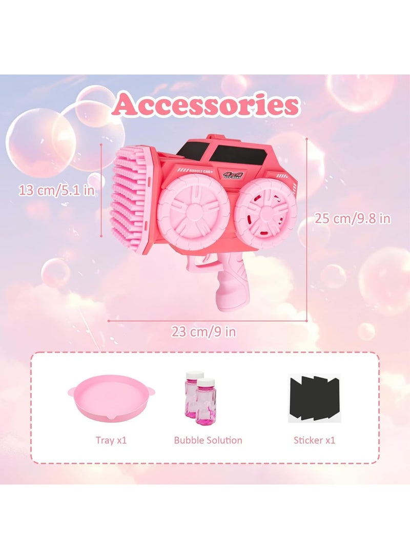 SOLARAE Kids Bubble Machine, 139 Holes Automatic Bubble Blaster Blower Toy with 2 Bubble Refill Solution, Indoor Outdoor Bubble Maker, Game Activities Toys for Birthday Wedding Party Favors, Pink - Image 5