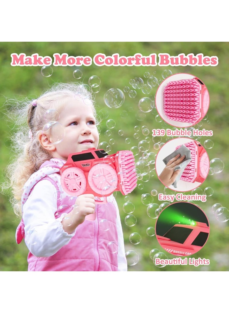 SOLARAE Kids Bubble Machine, 139 Holes Automatic Bubble Blaster Blower Toy with 2 Bubble Refill Solution, Indoor Outdoor Bubble Maker, Game Activities Toys for Birthday Wedding Party Favors, Pink - Image 3