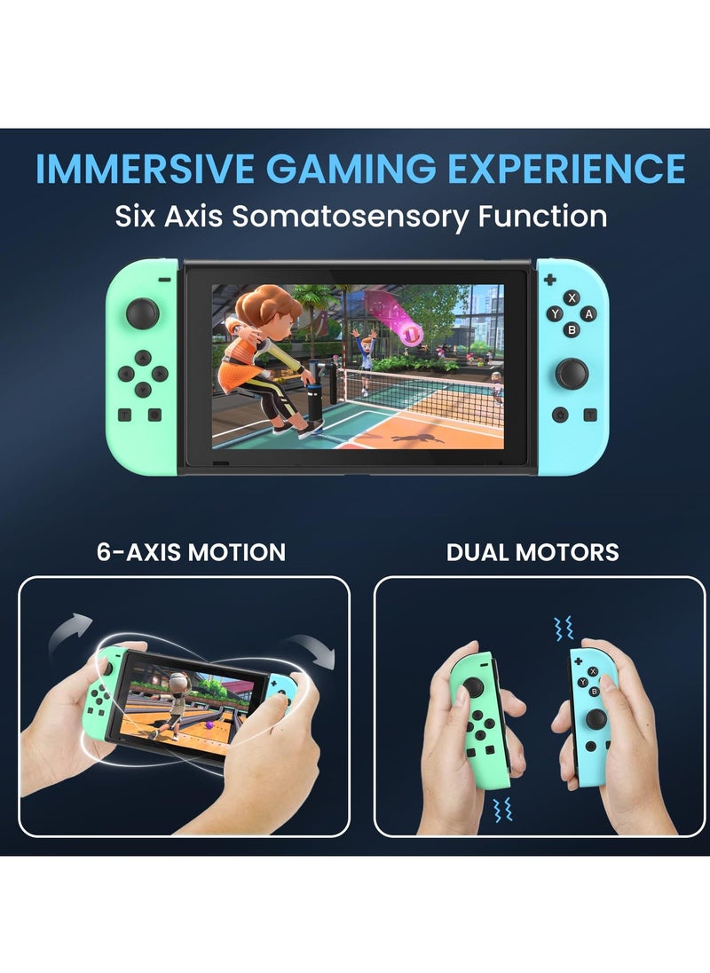 Generic - Joy Cons Wireless Controller for Nintendo Switch, Replacement for Switch Joypad with RGB Light, Joystick Support Double Vibration/Wake-up/Screenshot (Blue Green) - Image 1