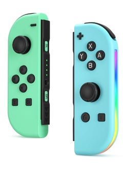 Joy Cons Wireless Controller for Nintendo Switch, Replacement for Switch Joypad with RGB Light, Joystick Support Double Vibration/Wake-up/Screenshot (Blue Green)