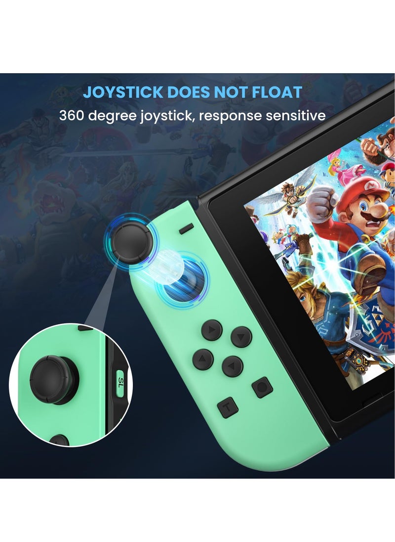 Generic - Joy Cons Wireless Controller for Nintendo Switch, Replacement for Switch Joypad with RGB Light, Joystick Support Double Vibration/Wake-up/Screenshot (Blue Green) - Image 1
