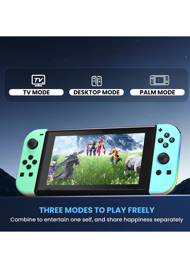 Generic - Joy Cons Wireless Controller for Nintendo Switch, Replacement for Switch Joypad with RGB Light, Joystick Support Double Vibration/Wake-up/Screenshot (Blue Green) - Image 1