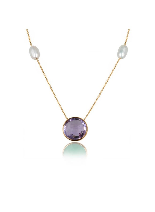 Capri Gold - Dubai Jewel Factory Amethyst Necklace with pearls in 18k White Gold. - Image 1