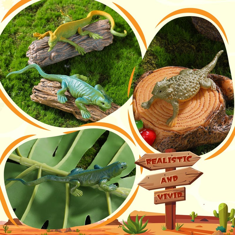 XGHSHW 32 Pcs Desert Animal Figurines Set,Desert Diorama Supplies Playset Camel Fox Rattlesnake Lizard Tree Cactus Desert Decor for Kids Cake Toppers Party Favors School Projects Educational Learning - Image 4