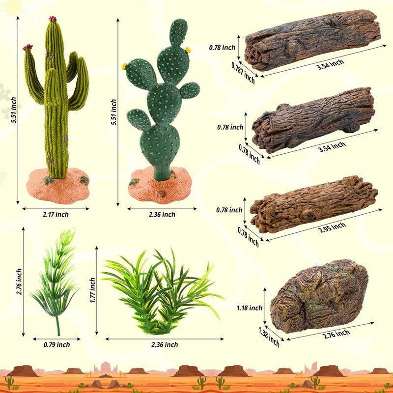 XGHSHW 32 Pcs Desert Animal Figurines Set,Desert Diorama Supplies Playset Camel Fox Rattlesnake Lizard Tree Cactus Desert Decor for Kids Cake Toppers Party Favors School Projects Educational Learning - Image 3