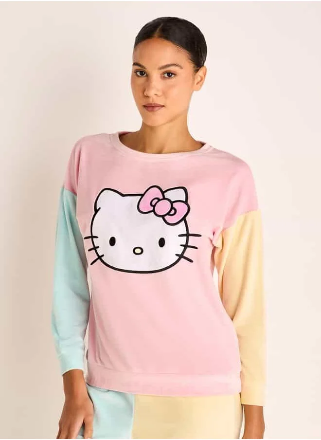 سبلاش فيڤ Hello Kitty Print Long Sleeve Sweatshirt and Elasticated Joggers Set