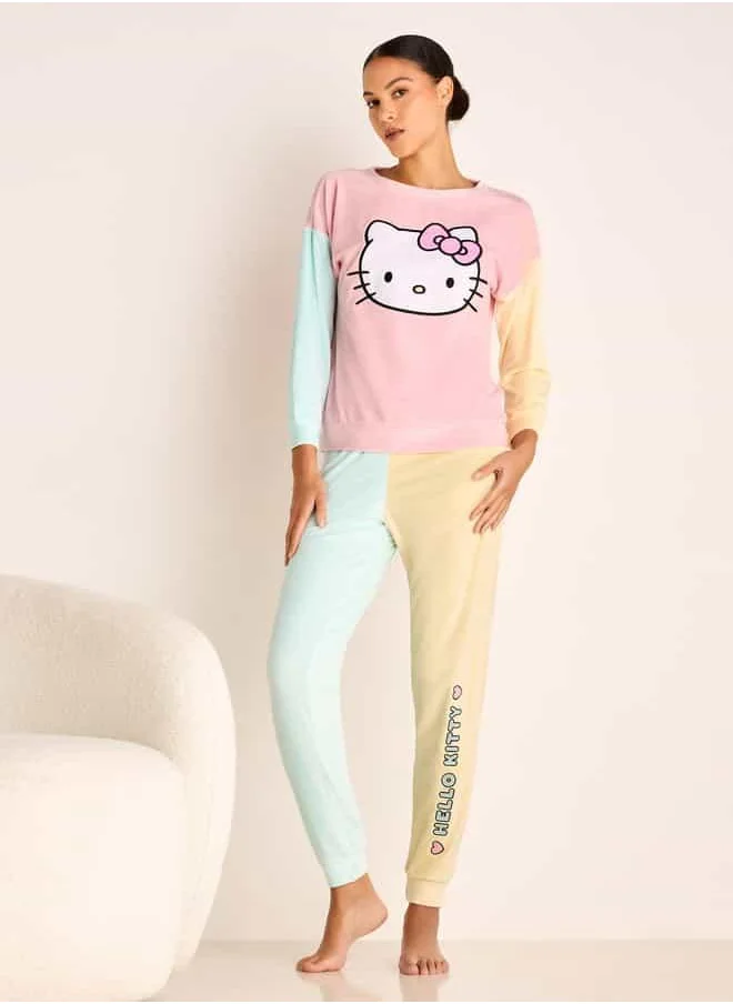 سبلاش فيڤ Hello Kitty Print Long Sleeve Sweatshirt and Elasticated Joggers Set
