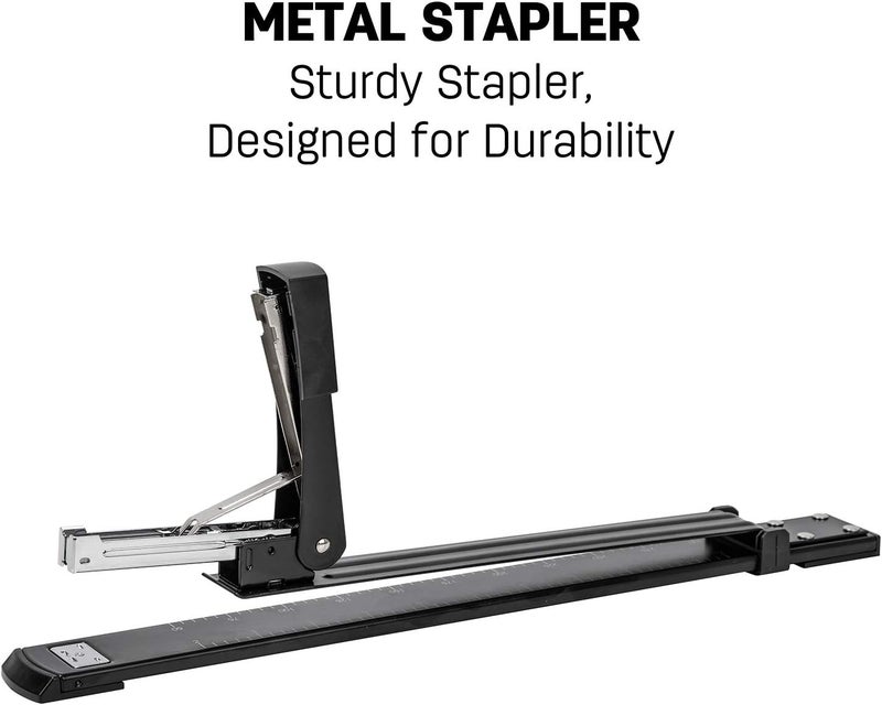 Deli Long Reach Stapler, 20 Sheet Capacity, Long Arm Standard Staplers For Booklet Or Book Binding, Black - Image 4
