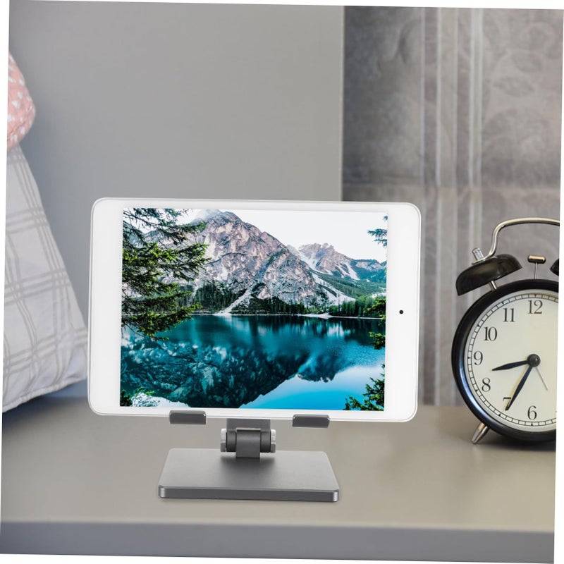 Silver Multi Angle Adjustable Foldable Tablet Stand For Desk Stable Desktop Holder Office Library Kitchen Shop Use - Image 5