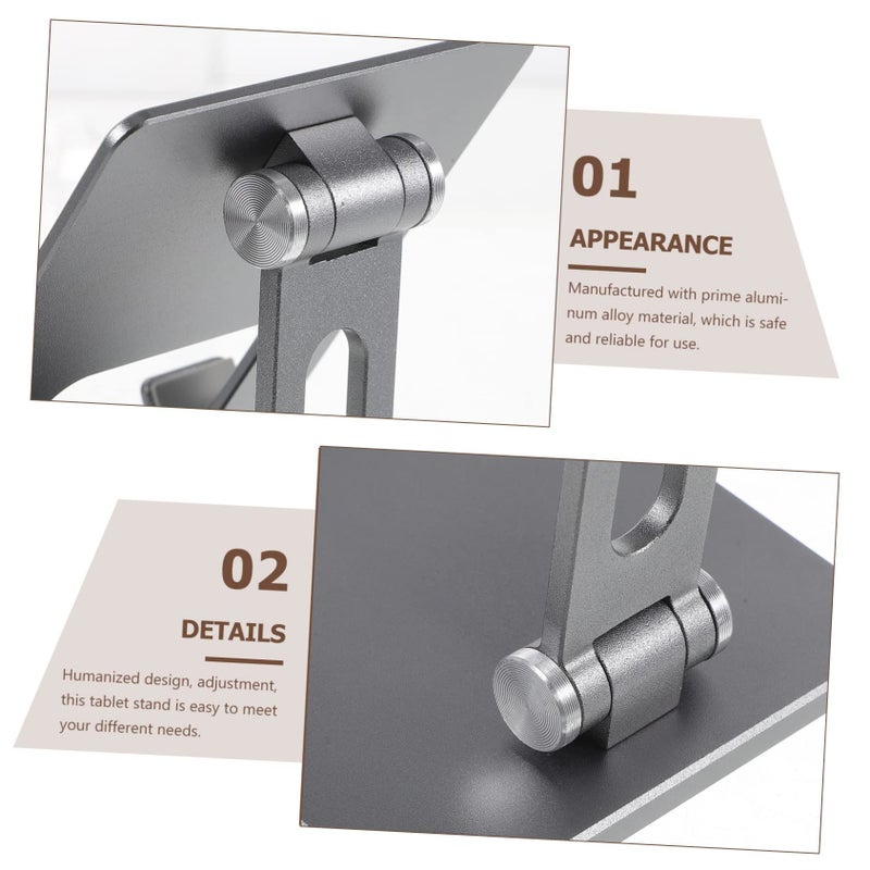 Silver Multi Angle Adjustable Foldable Tablet Stand For Desk Stable Desktop Holder Office Library Kitchen Shop Use - Image 3