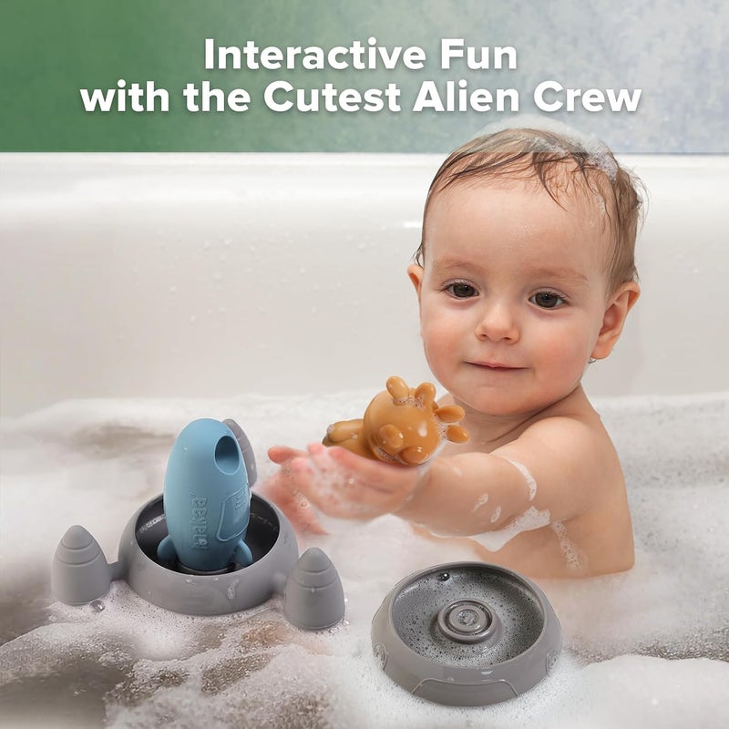 haakaa Alien Explorers Baby Bath Toys, Food-Grade Silicone Alien Squirt Toys for Toddlers, Mold-Free Floating Water Toys for Bathtubs, Pools & Beaches, Detachable Design for Kids Ages 1-3(Whole Set) - Image 2