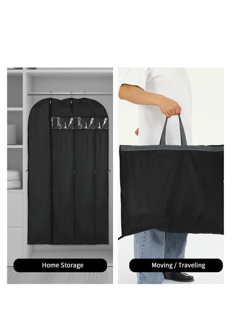 Garment Bag, Suit Bag, Garment Cover Bag for Hanging Clothes, Long Dress Bag Cover, Dustproof Clothes Garment Cover Bag Protector for Closet Storage Coats, Robe, Dress (2 Packs 60 * 180cm Black) - Image 3