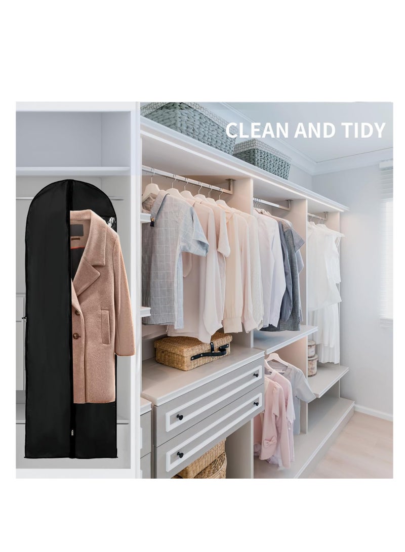 Garment Bag, Suit Bag, Garment Cover Bag for Hanging Clothes, Long Dress Bag Cover, Dustproof Clothes Garment Cover Bag Protector for Closet Storage Coats, Robe, Dress (2 Packs 60 * 180cm Black) - Image 4