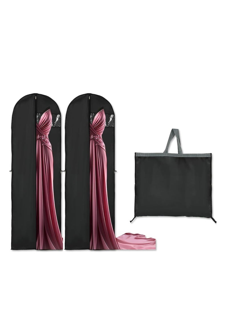 Garment Bag, Suit Bag, Garment Cover Bag for Hanging Clothes, Long Dress Bag Cover, Dustproof Clothes Garment Cover Bag Protector for Closet Storage Coats, Robe, Dress (2 Packs 60 * 180cm Black) - Image 1