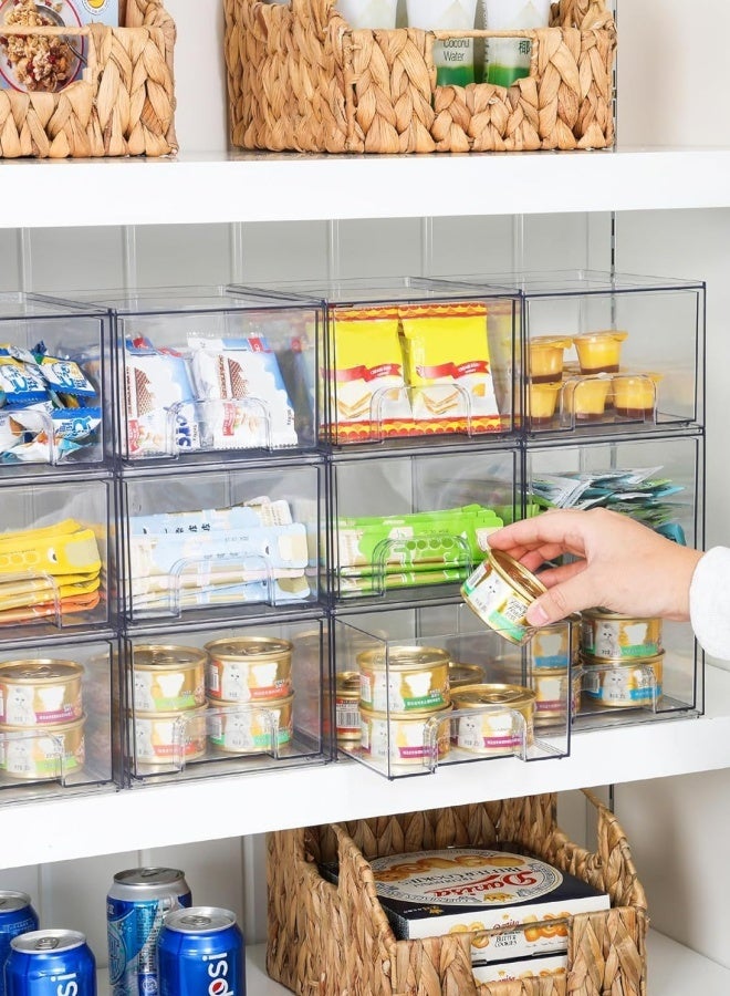 أف بي سي 4 حزمة واضحة الدرجات التخزين القابلة للتراكم - 4.4 "منظم تخزين الاكريليك للمكياج والحمام والغرور والمطبخ والغسلة المنزلية والمخزنة المنظمة - سهلة التجميع - Image 5