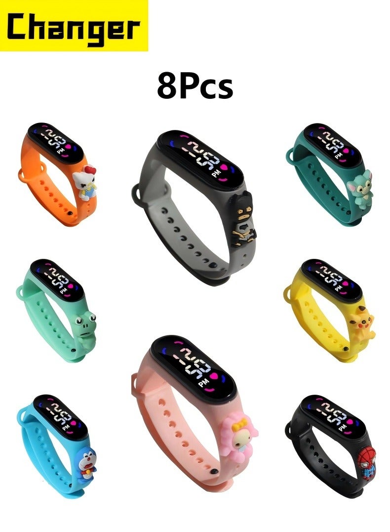 Changer 8 PCS Kids' Water Resistant Silicone Digital Watch - Image 1