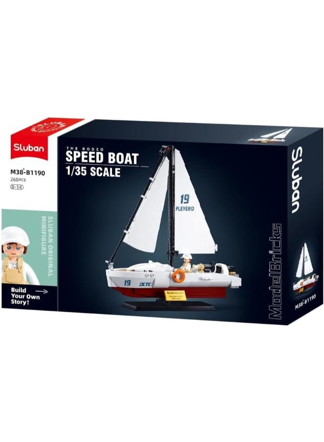 Sluban 260PCS MODELBRICKS- 1/35 THE RODEO SPEED BOAT - Image 5