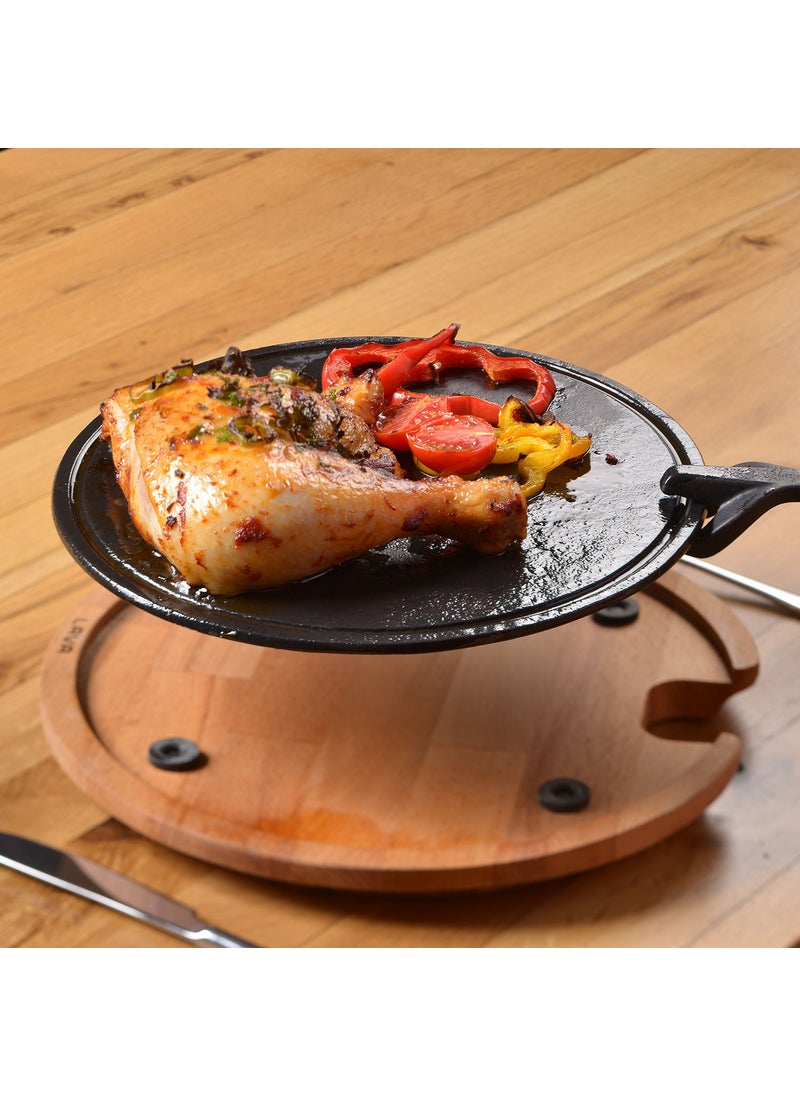 Lava Cast Wood and Cast Iron Hot Plate Serving Board 34 cm  - Image 2