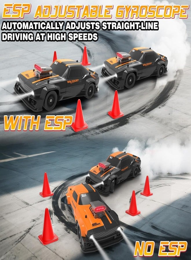 RABJET 1:16 RC Drift Car 4WD 2.4GHz Remote Control Cars with Gyro 50km/H High Speed Drifting Car with LED Lights, Drift Tires ESP Full Proportion RC Race Cars Toy for Adults Boys Girls Kids - Image 4