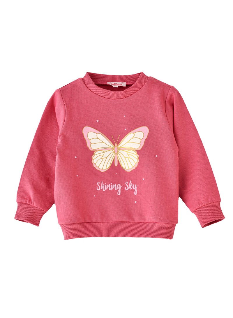Jelliene Girls' Butterfly Print Sweatshirt - Image 1