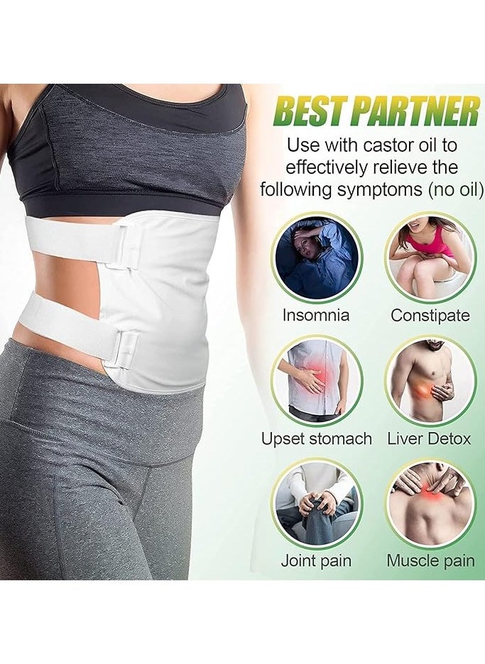 ALIVER - ALIVER Castor Oil Wrap Pack White (Oil Included), Reusable Castor Oil Pack Kit Bamboo Cotton Castor Oil Pack Wrap for Neck Relaxation, Constipation, Insomnia, Muscle Pain - Image 1