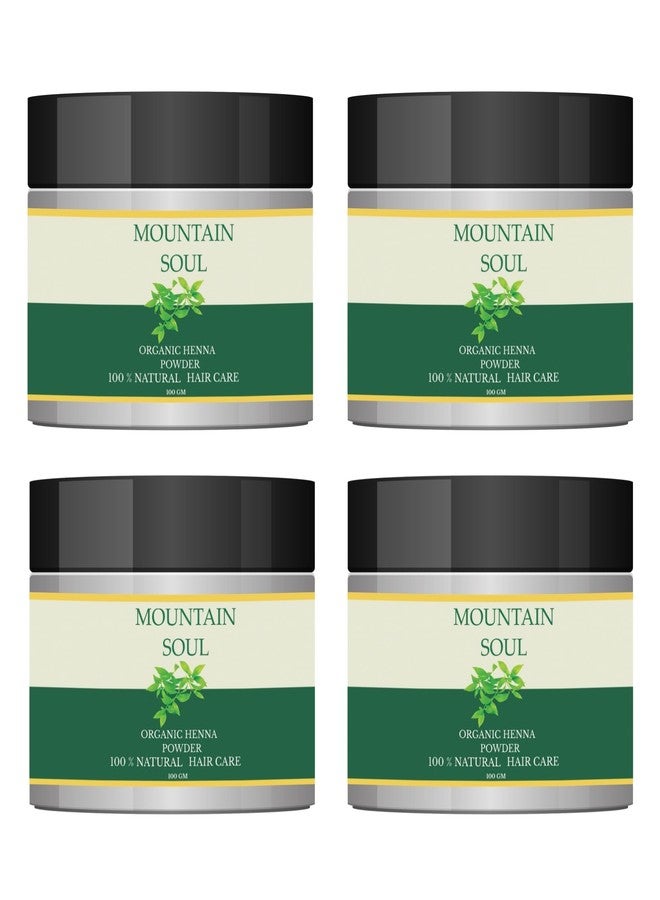 MOUNTAIN SOUL مسحوق الحناء الطبيعي للشعر من ماونتن سول - ١٠٠ غرام (عبوة من ٤) | مسحوق حناء نقي ١٠٠٪ | صبغة شعر عشبية خالية من المواد الكيميائية | تغطية الشيب | ترطيب الشعر والعناية بفروة الرأس | للرجال والنساء - Image 1