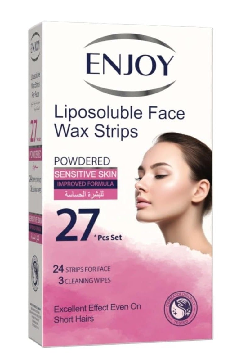 ENJOY LIPOSOLUBLE FACE WAX STRIPS POWDERD SENSITIVE SKIN 27PCS SET