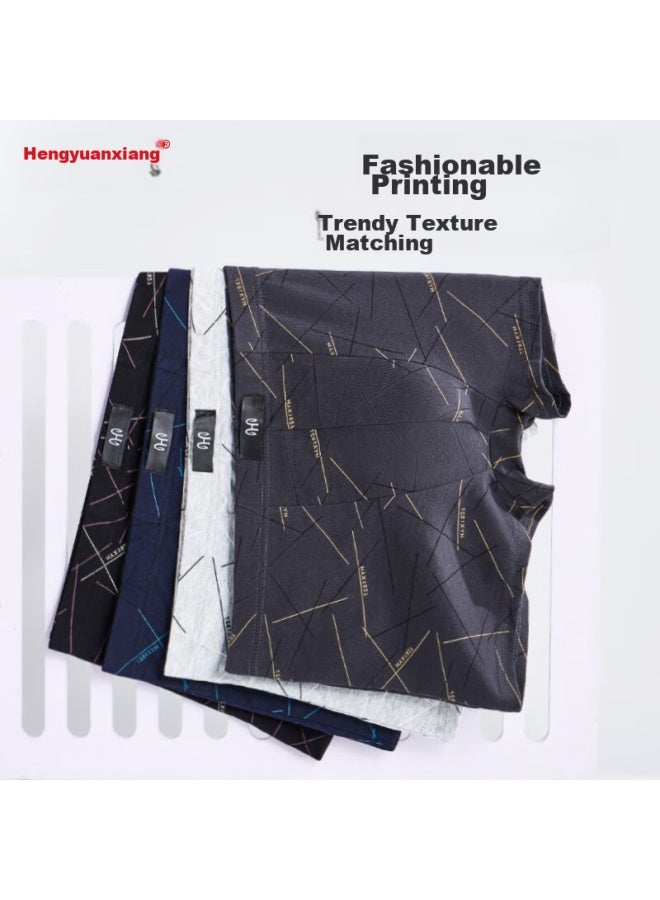 Hengyuanxiang Hengyuanxiang Men's Underwear, Boxer Briefs, Solid Color Cotton, Soft And Comfortable, Antibacterial, Mid-rise, Men's Shorts, Four-corner Underwear, 4 Pieces  - Image 3