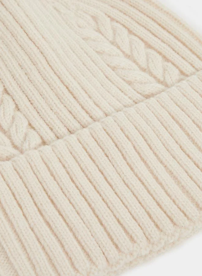 Styli Beige Cable Knit Beanie