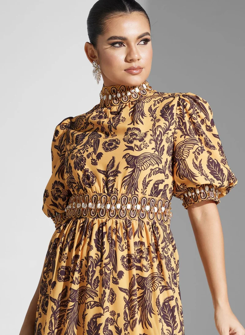 Threadz by Ajooni Floral Print Midi Dress