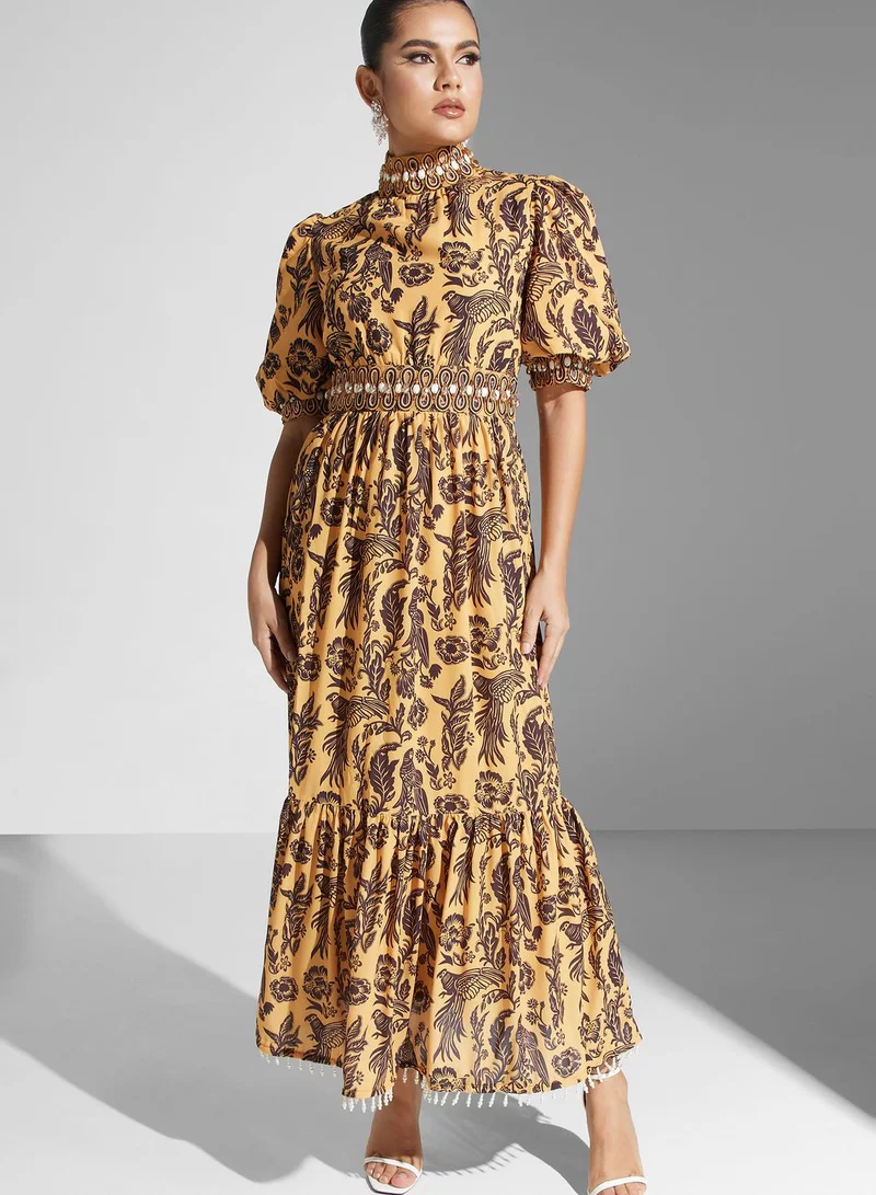 Threadz by Ajooni Floral Print Midi Dress