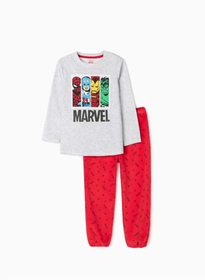 Zippy Velour Pyjamas for Boys 'Marvel', Grey/Red